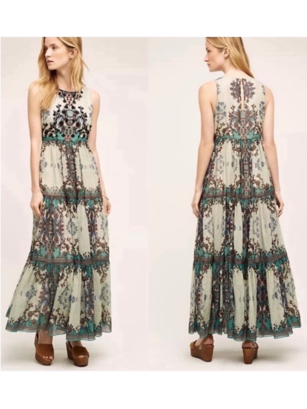 ANTHROPOLOGIE Bhanuni by Jyoti Madera Maxi Dress Sleeveless Floral size 2P